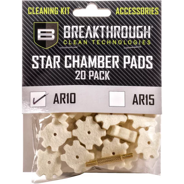 BREAKTHROUGH AR-10 CHAMBER STAR PAD – 20 PACK WITH 8-32 THREAD (MALE / MALE) ADAPTER - Korppi Gear