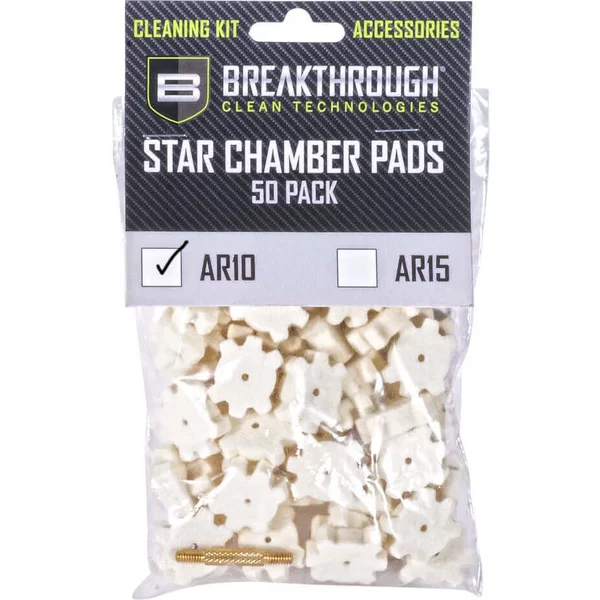 BREAKTHROUGH AR-10 CHAMBER STAR PAD – 50 PACK WITH 8-32 THREAD (MALE / MALE) ADAPTER - Korppi Gear