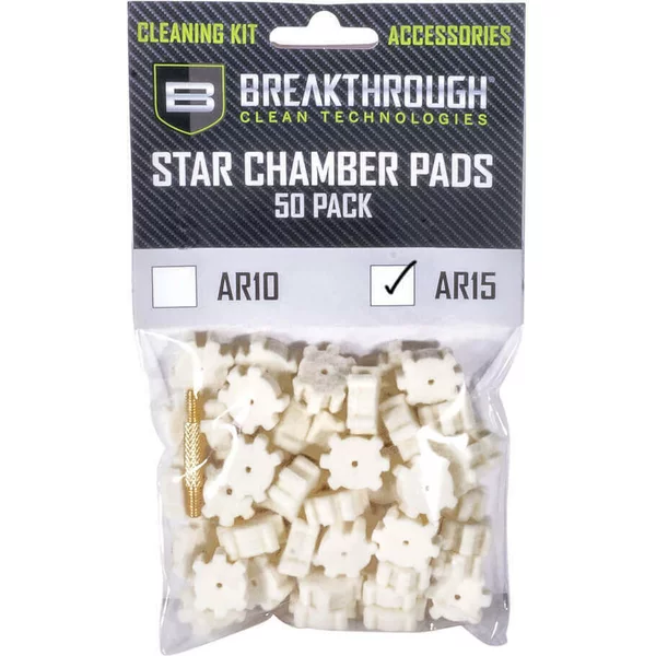 BREAKTHROUGH AR-15 CHAMBER STAR PAD – 50 PACK WITH 8-32 THREAD (MALE / MALE) ADAPTER - Korppi Gear