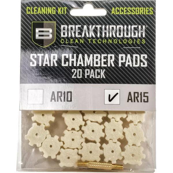 BREAKTHROUGH AR-15 CHAMBER STAR PAD – 20 PACK WITH 8-32 THREAD (MALE / MALE) ADAPTER - Korppi Gear