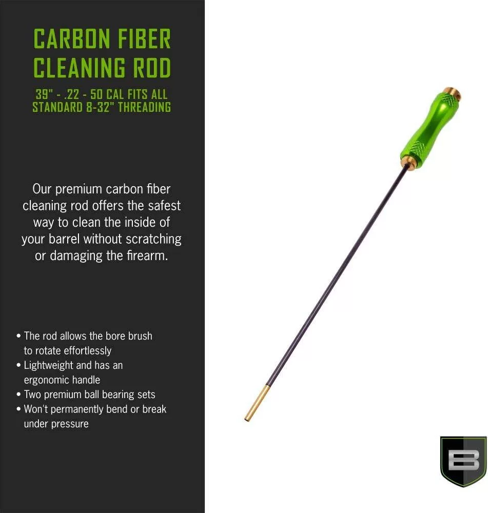 BREAKTHROUGH CARBON FIBER CLEANING ROD WITH ERGONOMIC ALUMINUM HANDLE (5MM) - 39" / 100 CM LENGTH - Korppi Gear