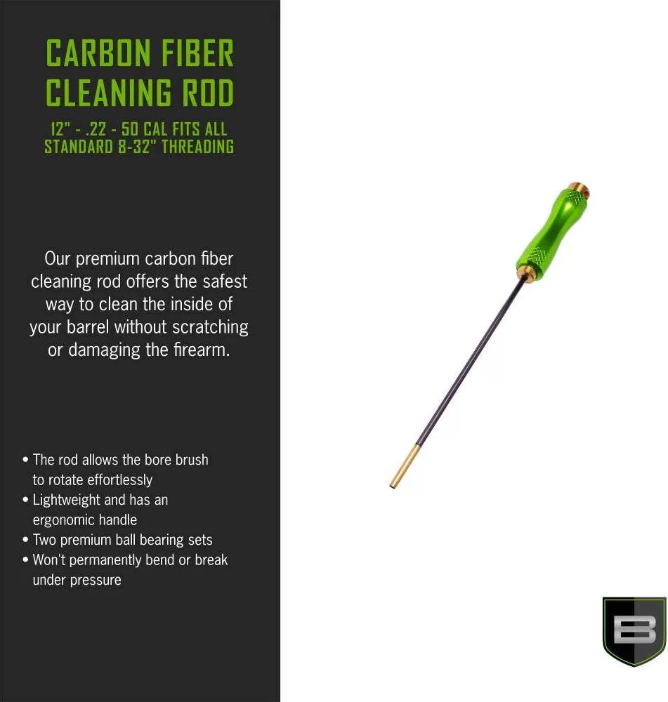 BREAKTHROUGH CARBON FIBER CLEANING ROD WITH ERGONOMIC ALUMINUM HANDLE (5MM) - (7MM) - 45" LENGTH - Korppi Gear