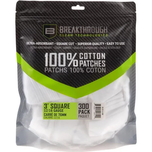 BREAKTHROUGH SQUARE COTTON PATCHES - 3" X 3" - 300PCS / PACK WITH PLASTIC TRAY - Korppi Gear