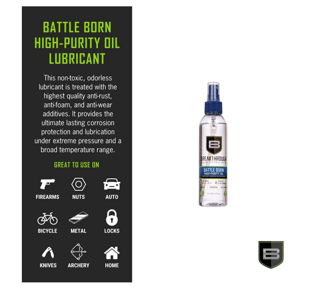BREAKTHROUGH BATTLE BORN HIGH PURITY OIL 6OZ/177ML BOTTLE - Korppi Gear